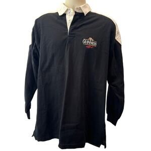 Guinness Long Sleeve Black and White Polo Shirt - Size Large